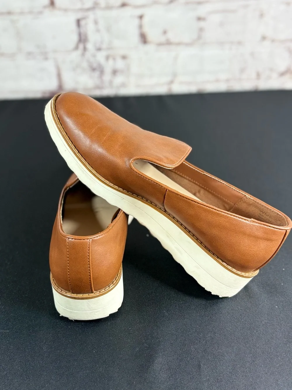 ALDO Men's Cognac Leather Slip-On Platform Loafers